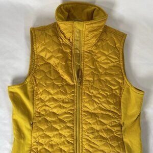 LL Bean Quilted Vest Womens XS Yellow Thinsulate Full Zip Pockets